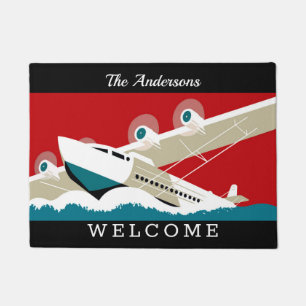 Vintages 1936 Travel Poster Prop Flugzeug Art Fußmatte