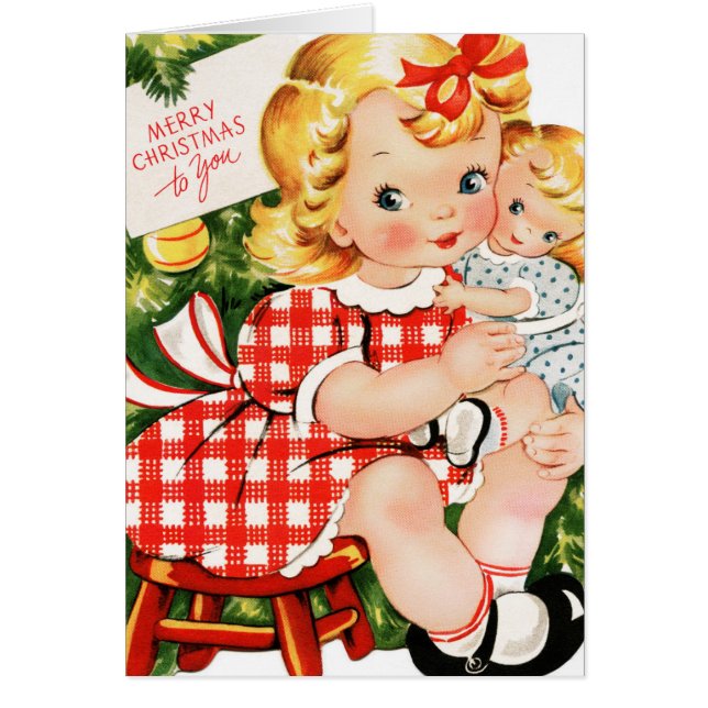 Vintages 1950 Mädchen mit Puppe (Vorne)