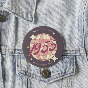 Vintages 1955 70. GeburtstagsRetro lila Button