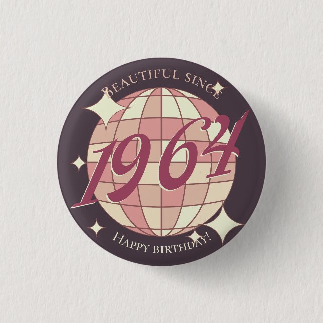 Vintages 1964 60. Geburtstagsretro lila Button (Vorderseite)