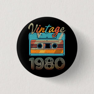 Vintages 1980 Kassettenband Retro 43. Geburtstag 4 Button