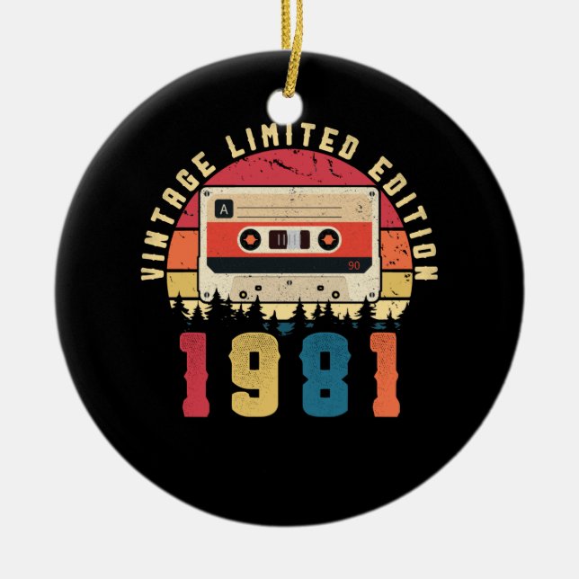 Vintages 1981 Geburtstagskassettenband Keramik Ornament (Vorne)
