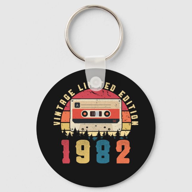 Vintages 1982 Geburtstagskassettenband Schlüsselanhänger (Vorderseite)