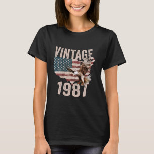 Vintages 1987 Bald Eagle American Flag Country T-Shirt