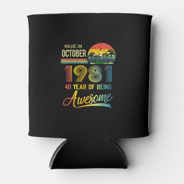 Vintages 40. Geburtstagsgeschenk Oktober 1981 Dosenkühler (Vorderseite)