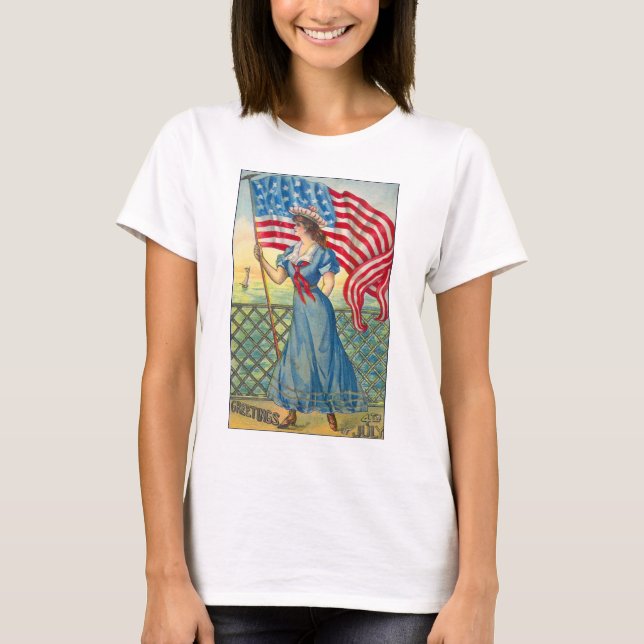 Vintages 4. des T-Shirts Juli-Frau (Vorderseite)