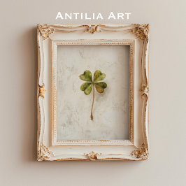 Vintages 4-Leaf Clover Art St Patricks Kleeblatt Poster