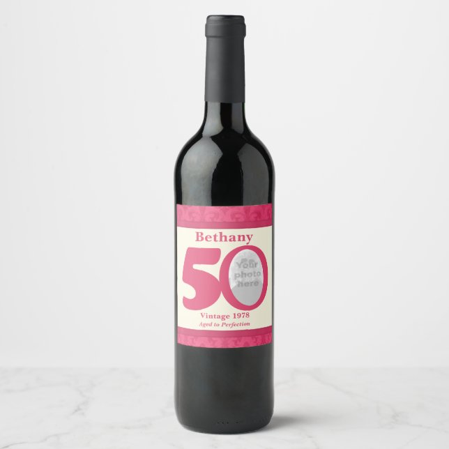 Vintages 50. Geburtstag Foto Sonderweinetiketten Weinetikett (Vorderseite)