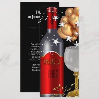 Vintages 50. Geburtstag Roter Wein Schwarzes Gold  Einladung