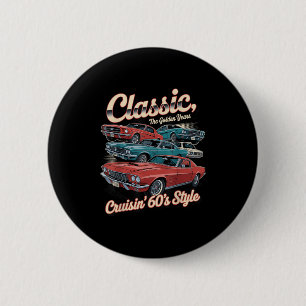 Vintages 60er-T-Shirt-Kfz-Design für Männer und La Button