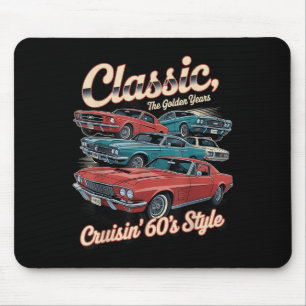 Vintages 60er-T-Shirt-Kfz-Design für Männer und La Mousepad