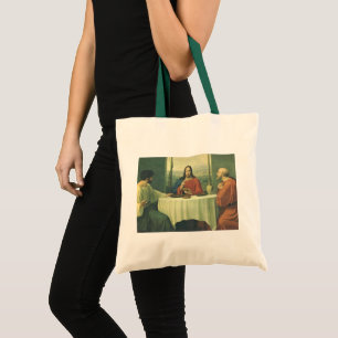 Vintages Abendessen im Emmaus mit Jesus Christus Tragetasche