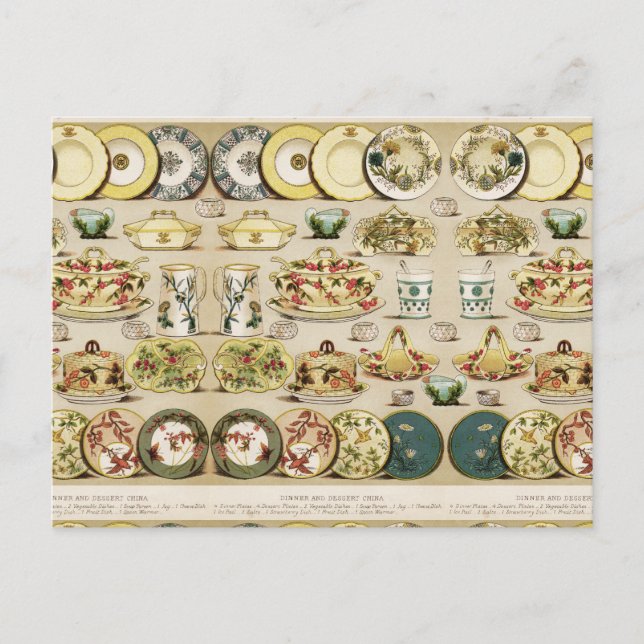 Vintages Abendessen und Dessert China Postkarte (Vorderseite)