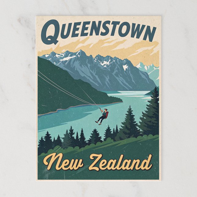 Vintages Abenteuer in Queenstown Postkarte (Von Creator hochgeladen)