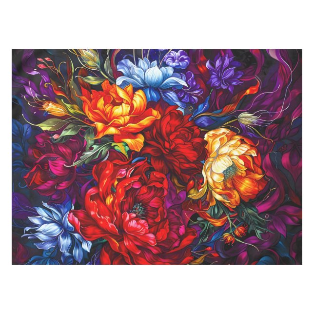 Vintages Abstraktes Blossom Tischdecke (Vorderseite (Horizontal))