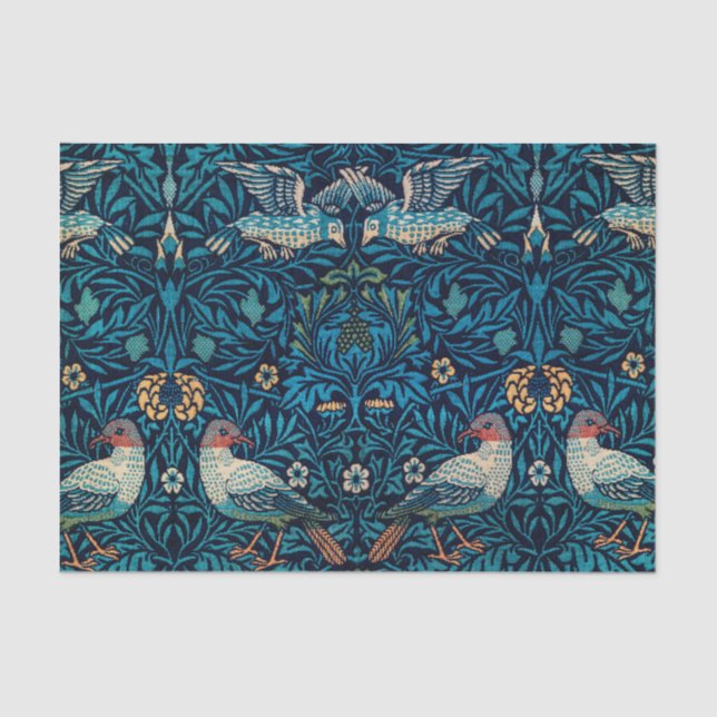 Vintages Abstraktes botanisches Muster und Vogelmu Seidenpapier (Vorderseite)