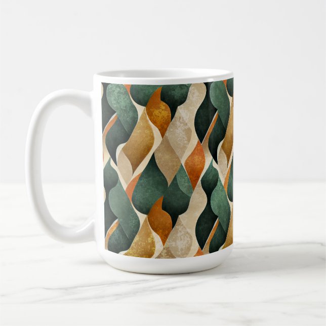Vintages Abstraktes Leaf Retro Küche Erde Tone Kaffeetasse (Links)