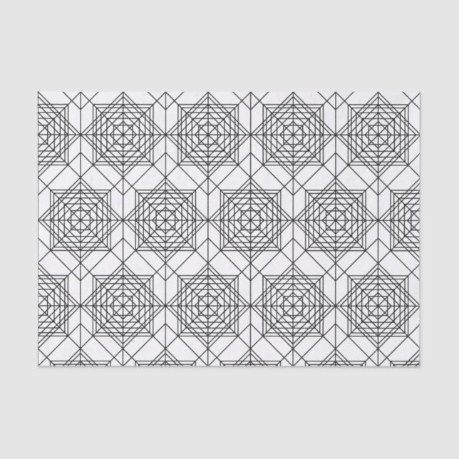 Vintages Abstraktes Muster in Schwarz und Weiß Seidenpapier (Vorderseite)