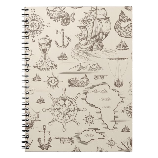 Vintages abstraktes nahtloses Muster zum Thema Notizblock (Vorderseite)