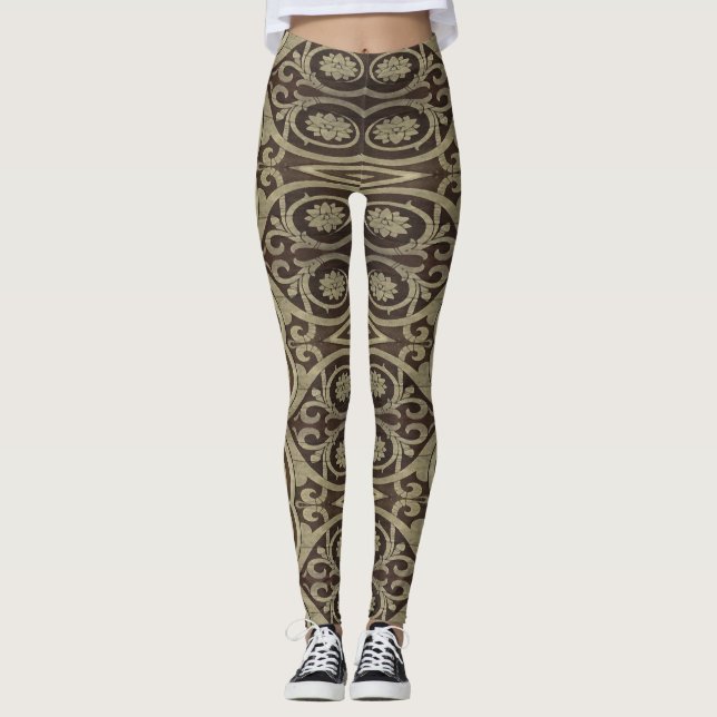 Vintages abstraktes Ornament Leggings (Vorderseite)