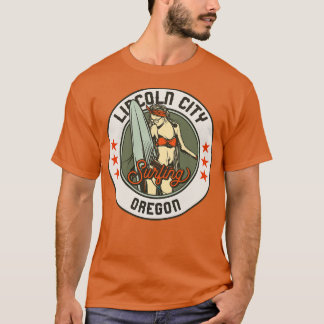 Vintages Abzeichen für Surfen in Lincoln City Oreg T-Shirt