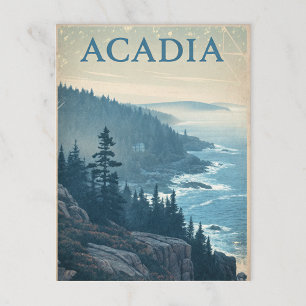 Vintages Acadia: Blick auf die felsige Küste Postkarte