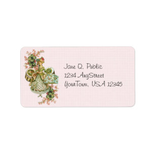 Vintages Adressen-Etikett Hut-Kasten-Damen-Lovely Adressaufkleber