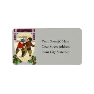 Vintages Adressetikett für Snowball-Kämpfe