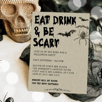 Vintages Adult Halloween essen, trinken & Beängsti Einladung