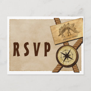 Vintages Adventure Wedding RSVP Postcard Einladungspostkarte