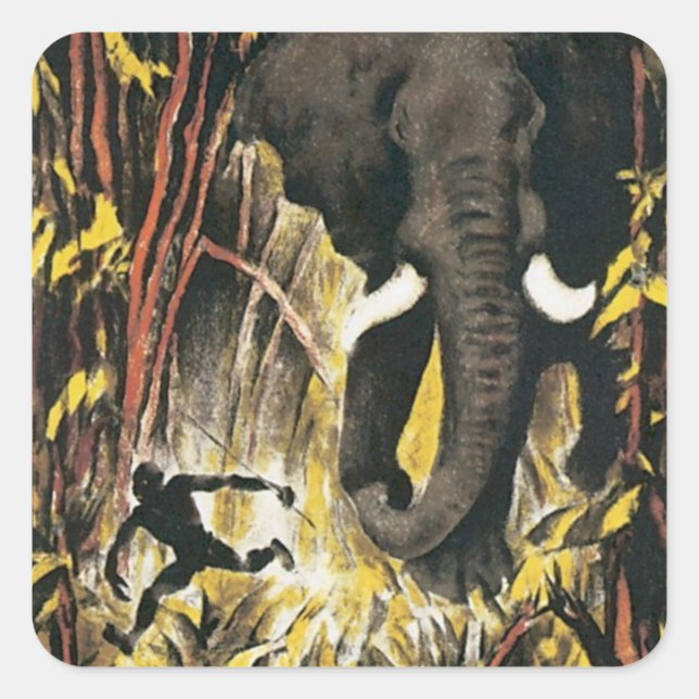 Vintages Afrika Quadratischer Aufkleber (Vorderseite)