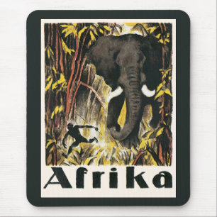 Vintages Afrika Reiseplakat, afrikanischer Elefant Mousepad
