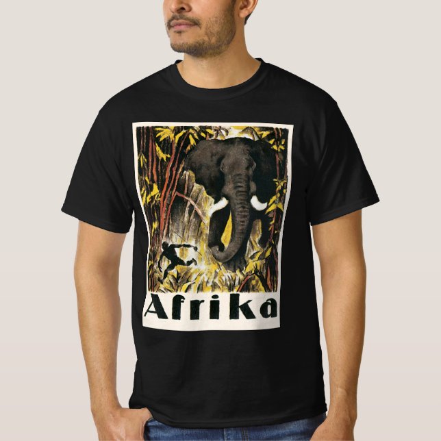 Vintages Afrika Reiseplakat, afrikanischer Elefant T-Shirt (Vorderseite)
