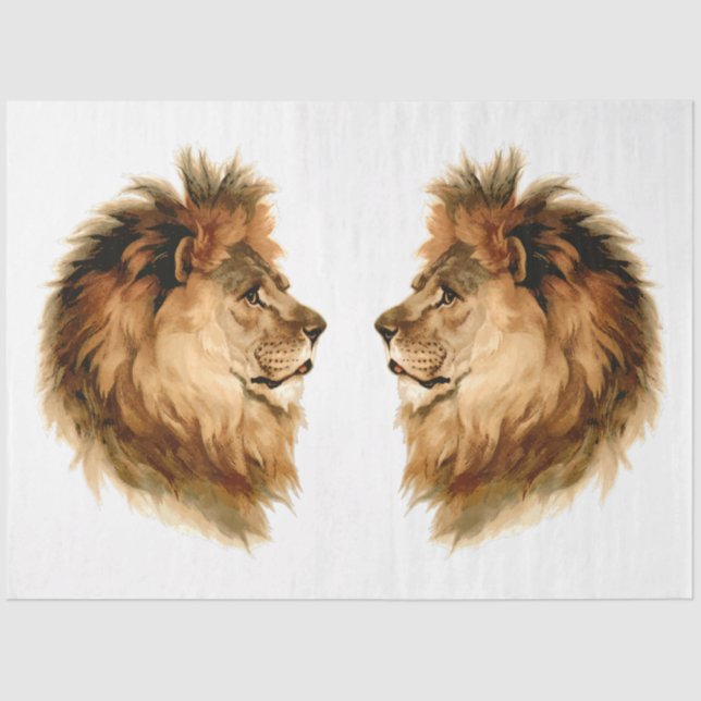 Vintages Afrika Wildtierion w Mane Decoupage Seidenpapier (Vorderseite)