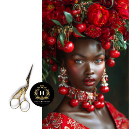 Vintages afrikanisches Dekoupage aus Red Cherry Seidenpapier