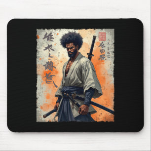 Vintages afrikanisches Samurai Afro American Bushi Mousepad
