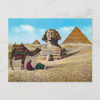 Vintages Ägypten, Ausgrabungssphinx, Gizeh Postkarte