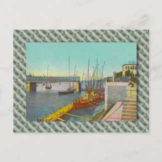Vintages Ägypten, Kairo, Bridge und Segelboote Postkarte