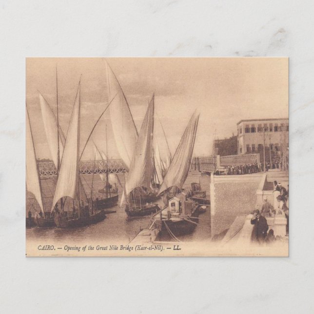 Vintages Ägypten, Öffnen von Nil-Brücke Postkarte (Vorderseite)