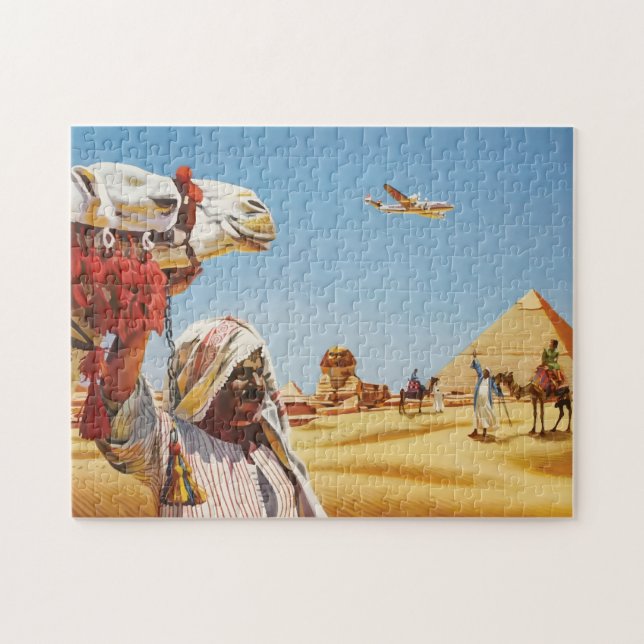 Vintages Ägyptisches Reiseplakat, Pyramide, Sphinx Puzzle (Horizontal)