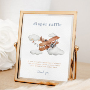 Vintages Airplane Babydusche-Windeln-Zeichen