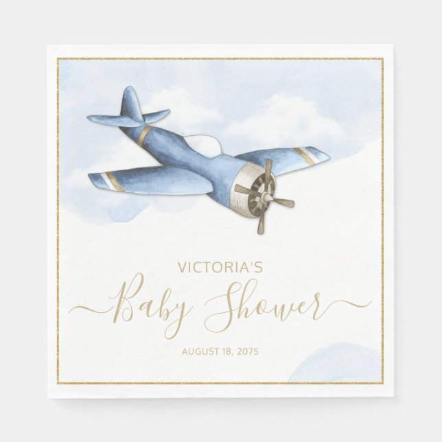 Vintages Airplane Babyduschpapier Napkins Serviette (Vorderseite)