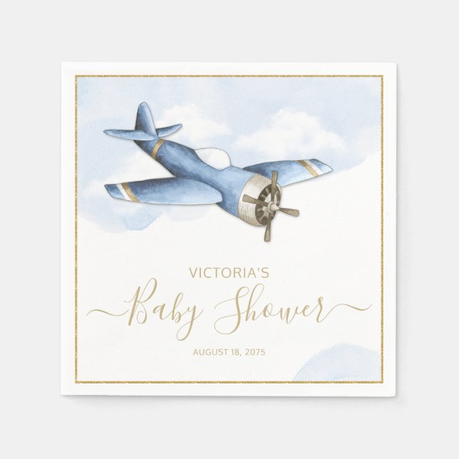 Vintages Airplane Babyduschpapier Napkins Serviette (Vorderseite)