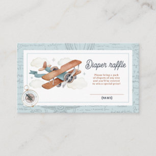 Vintages Airplane Travel Baby Dusche Windeln Raffl Begleitkarte