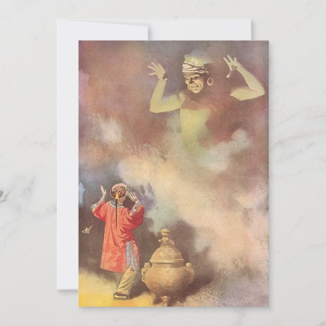 Vintages Aladdin und Genie der Lampe Einladung (Vorderseite)