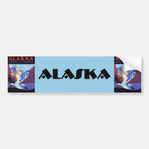 Vintages Alaska-Reiseplakat, Atlin und Yukon Autoaufkleber