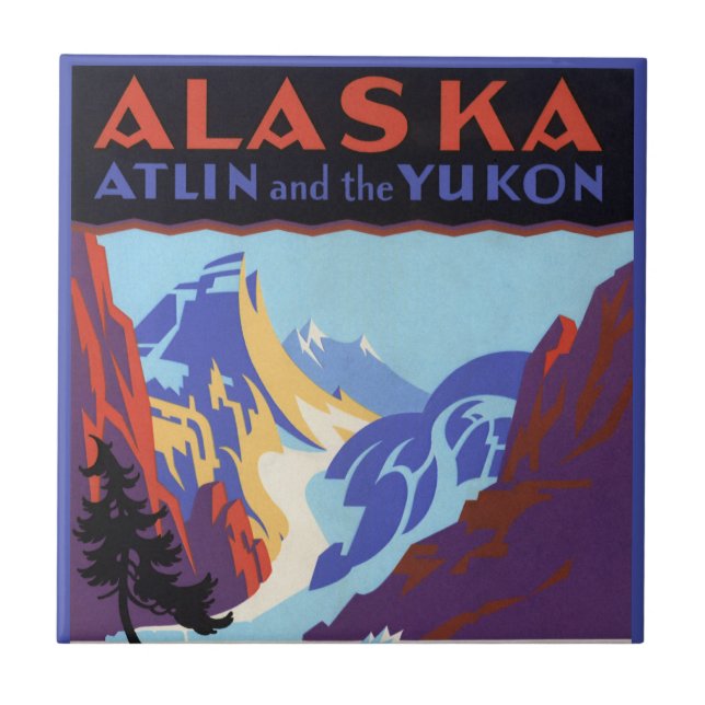 Vintages Alaska-Reiseplakat, Atlin und Yukon Fliese (Vorderseite)