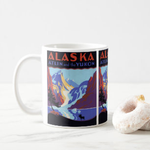 Vintages Alaska-Reiseplakat, Atlin und Yukon Kaffeetasse