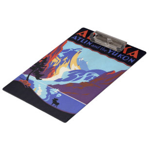 Vintages Alaska-Reiseplakat, Atlin und Yukon Klemmbrett
