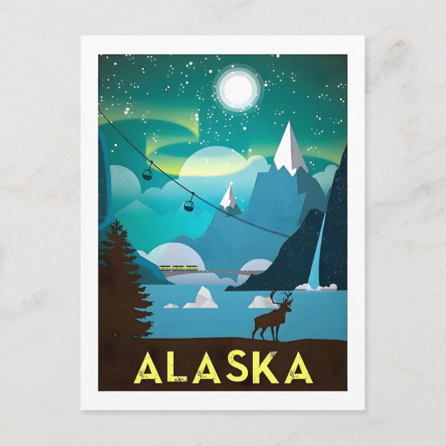 Vintages Alaska-Reiseplakat Postkarte (Vorderseite)